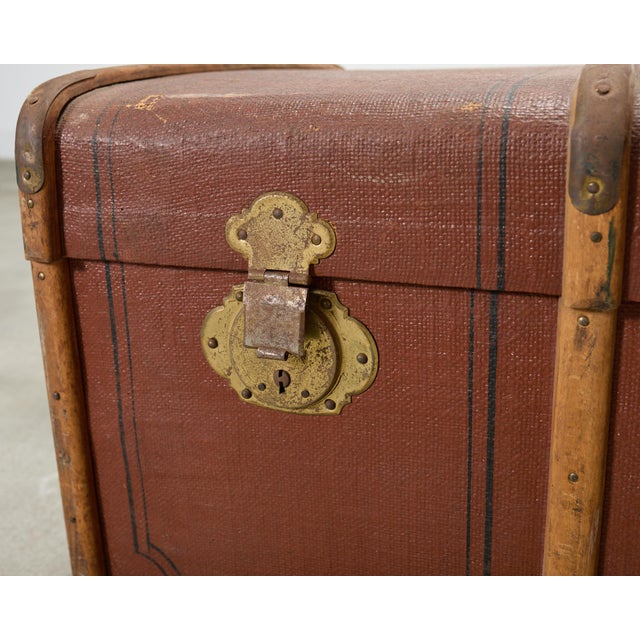 Early 20th Century Art Deco Canvas and Bentwood Steamer Trunk For Sale - Image 14 of 18