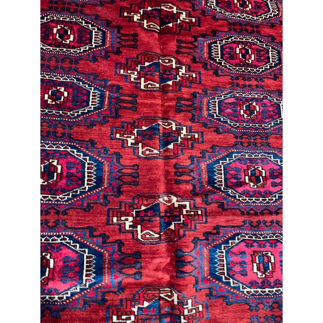 Traditional Antique Turkmen Salor Part Silk Rug Geometric Design For Sale - Image 3 of 9