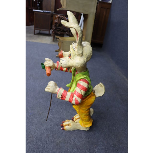 1950s Hand-Painted Folk Art Rabbit Figure With Carrot For Sale - Image 9 of 13
