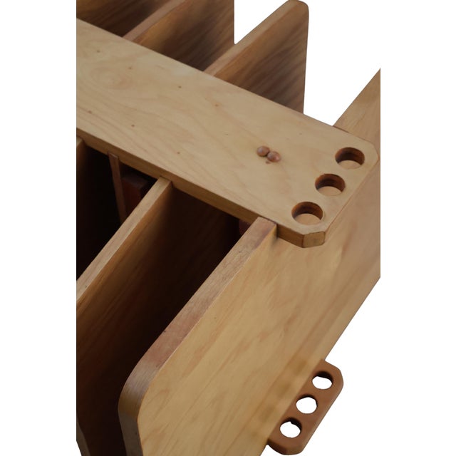 20th Century MCM Handcrafted Blonde Wood Magazine Tree For Sale - Image 17 of 18