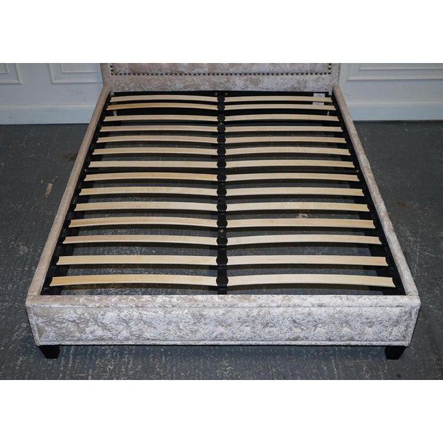 Baby Pink Velvet Double Bed Frame For Sale - Image 4 of 18