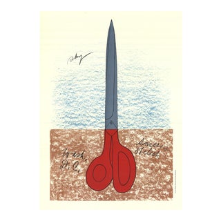 Claes Oldenburg Scissors as Monument (No Text) 33" X 23.25" Lithograph 1968 Pop Art Red, Gray, Brown For Sale