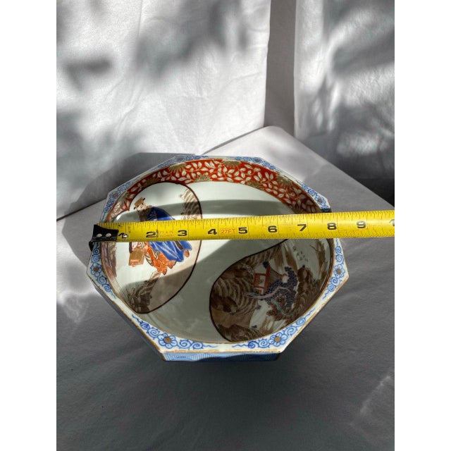 Late 19th Century Chinese Octagonal Scholar’s Bowl With Figural Cartouches For Sale - Image 12 of 13