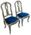 Celadon 19th-C. Italian / Venetian Celadon Floral Painted Side Chairs in Blue Velvet- Pair For Sale - Image 8 of 10