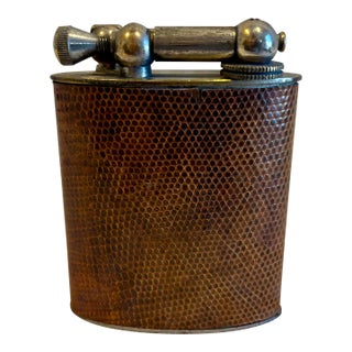 Vintage Leather Wrapped Table Lighter For Sale