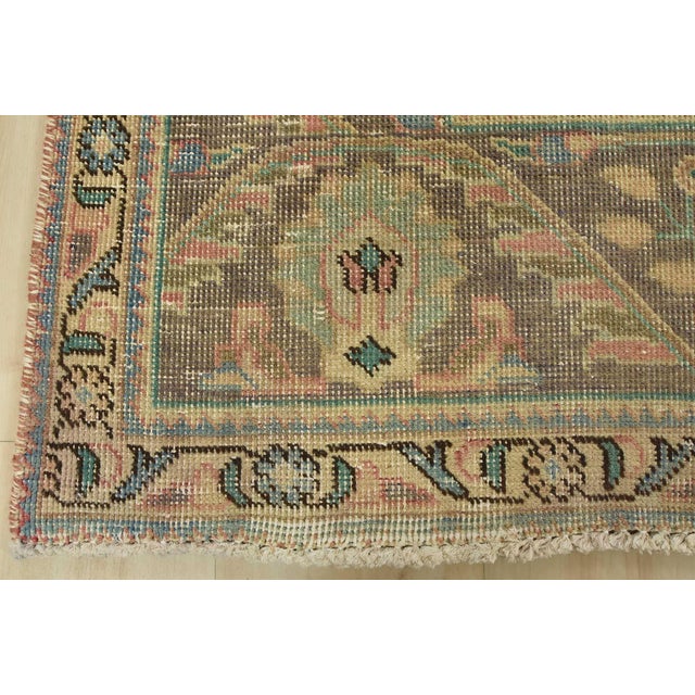 Tabriz Rug 8’1” X 11′ Pink Wool Vintage Distressed Hand-Knotted Carpet For Sale - Image 12 of 15