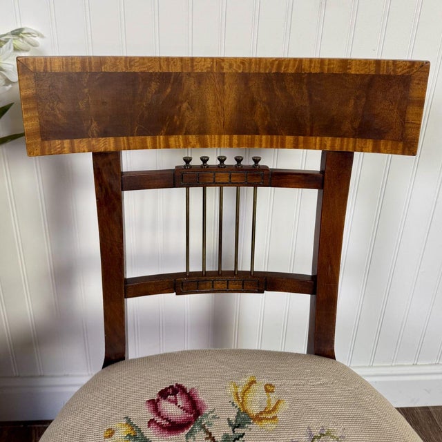 Vintage Neoclassical Needlepoint Splat-Back Chair For Sale In Salt Lake City - Image 6 of 11