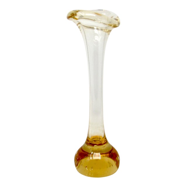 1960s Aseda Glasbruk Amber Glass "Bone" Vase For Sale