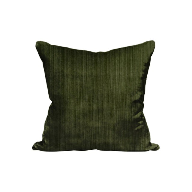 Contemporary The House of Scalamandré Strie Velvet Pillow, Balsam For Sale - Image 3 of 3