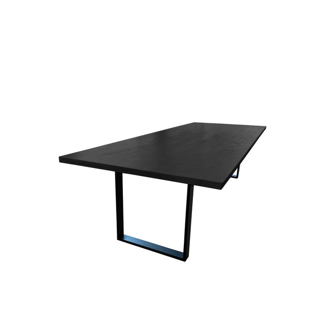 Contemporary Kuro 96" Solid White Oak Rectangular Dining Table, Black For Sale - Image 3 of 6