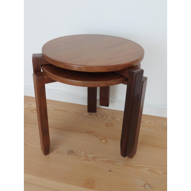 Mid-Century Teak Round Stacking Side Tables, 1960s, Set of 2 For Sale - Image 12 of 18