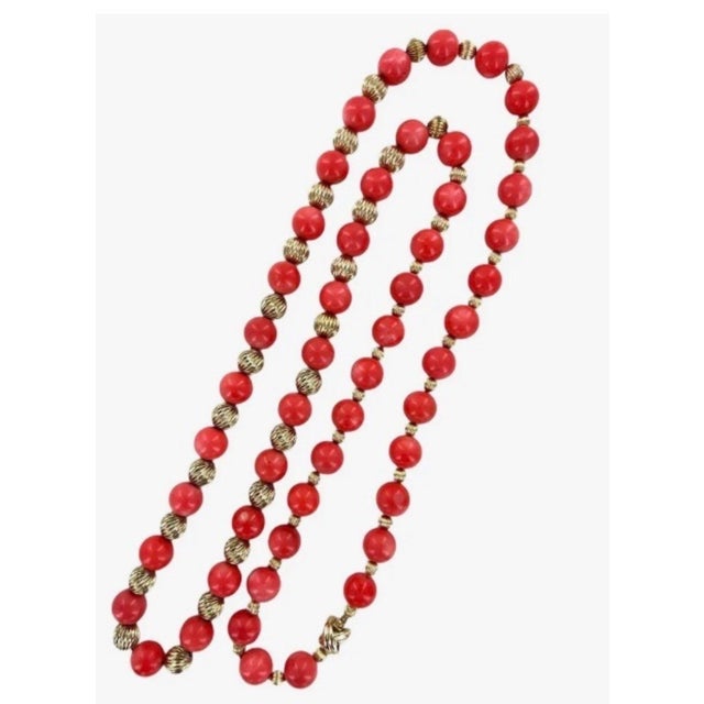 Signed Tiffany & Co. Vintage Natural Coral & Yellow Gold Bead Necklace, 38" Long For Sale - Image 17 of 18