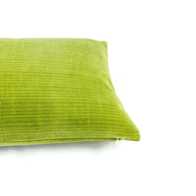 Schumacher Schumacher Antique Strie Velvet in Lime Lumbar Pillow Cover - 69776 Apple Green Rectangle Cushion Case For Sale - Image 4 of 5