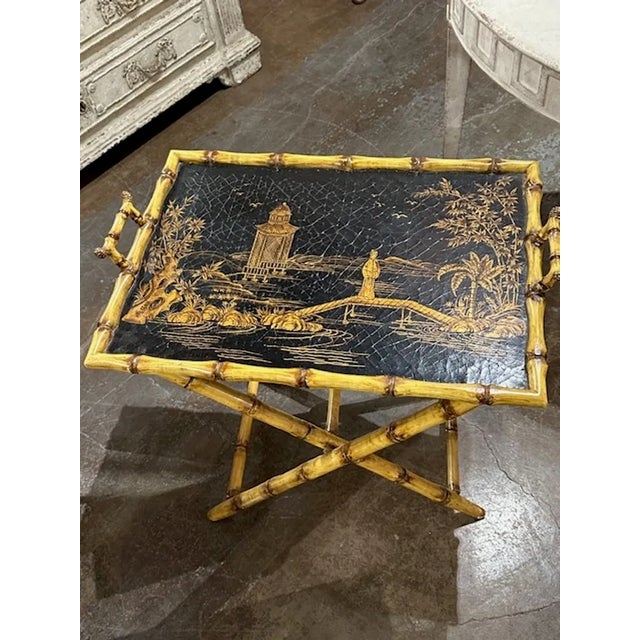 Traditional English Bamboo Tray Table For Sale - Image 3 of 4