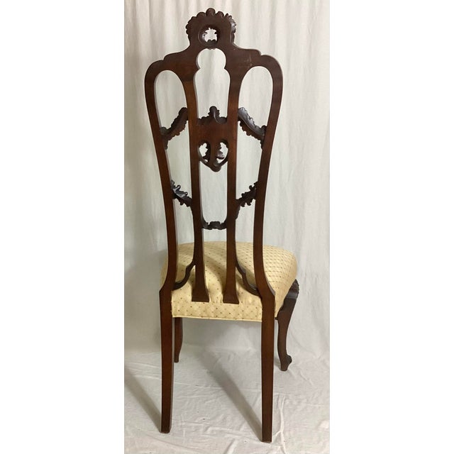 Late 19th Century Pair of Late 19th Century Rococo Carved Walnut Tall Back Side Chairs For Sale - Image 5 of 9