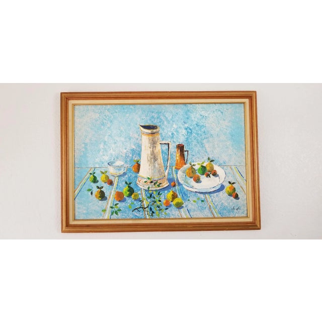 Vintage Abstract Signed Still Life Colorful Oil on Canvas Painting For Sale - Image 12 of 12