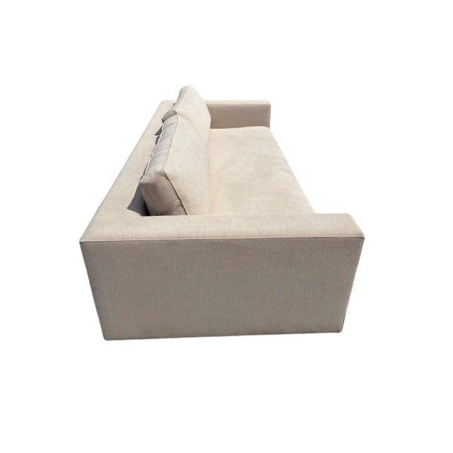 RH Maddox Bench-Seat Sofa – 9’ Luxe Depth – Down Feather Fill in Sand Performance Linen Weave 2 Available Manufactured...