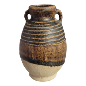 14th Century Thai Brown Glaze Ringed Jarlet Jar Bottle