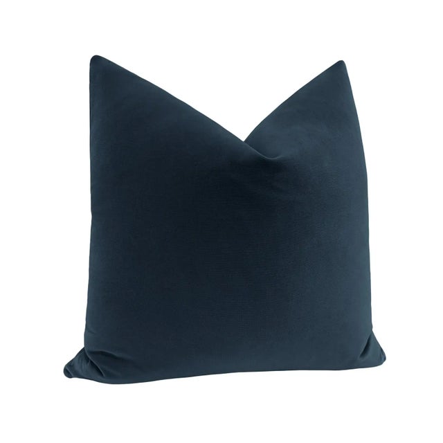 Contemporary 20" Prussian Designer Velvet Pillows - A Pair For Sale - Image 3 of 4