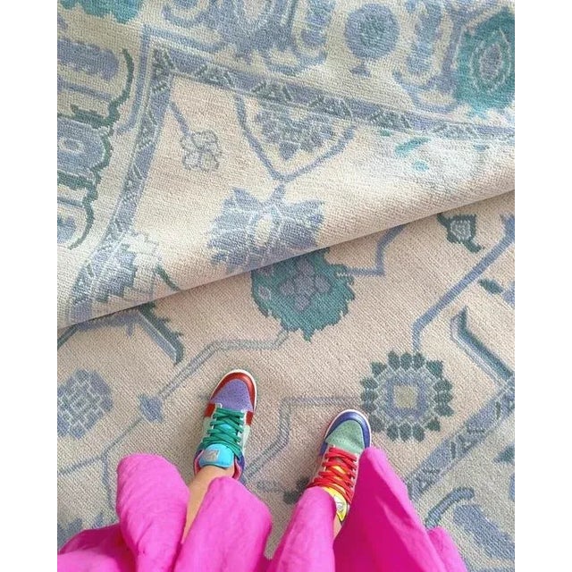 Not Yet Made - Made To Order Modern Handknotted Oushak Rug in Soft Blue, Tiffany Blue & Cream, 4' x 6' For Sale - Image 5 of 6