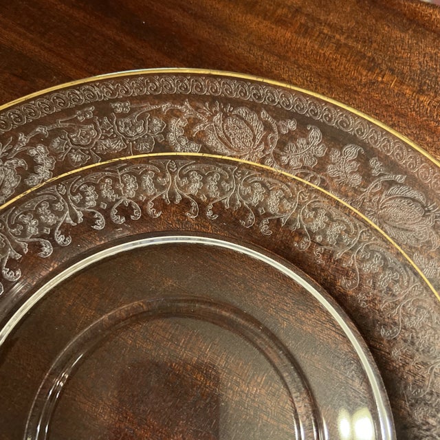 Transparent 1930s Glass Depression Platter, Chip & Dip, Etched Border For Sale - Image 8 of 12