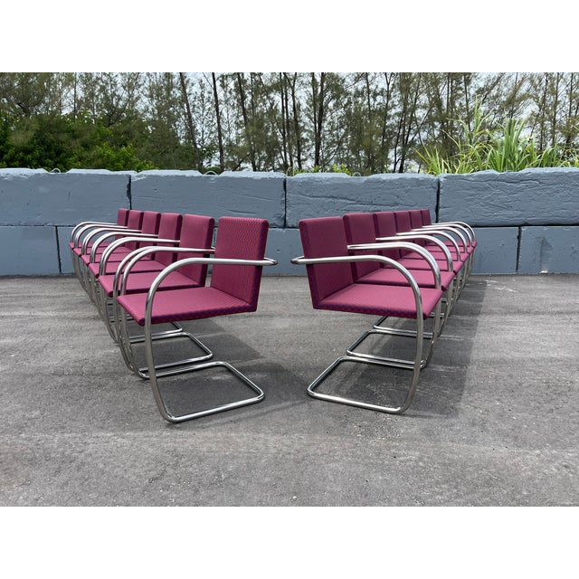 1990s 1990s Set of Twelve Original Brno Tubular Chairs for Knoll, Stainless Steel For Sale - Image 5 of 11