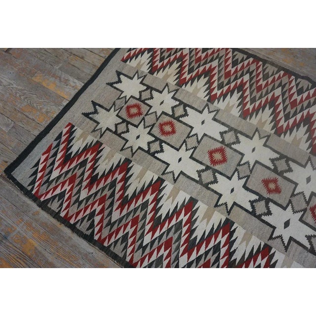 American 1920s Gray Geometric Antique American Navajo Carpet 3'8" X 5'10" Flatweave Wool Rug For Sale - Image 3 of 9