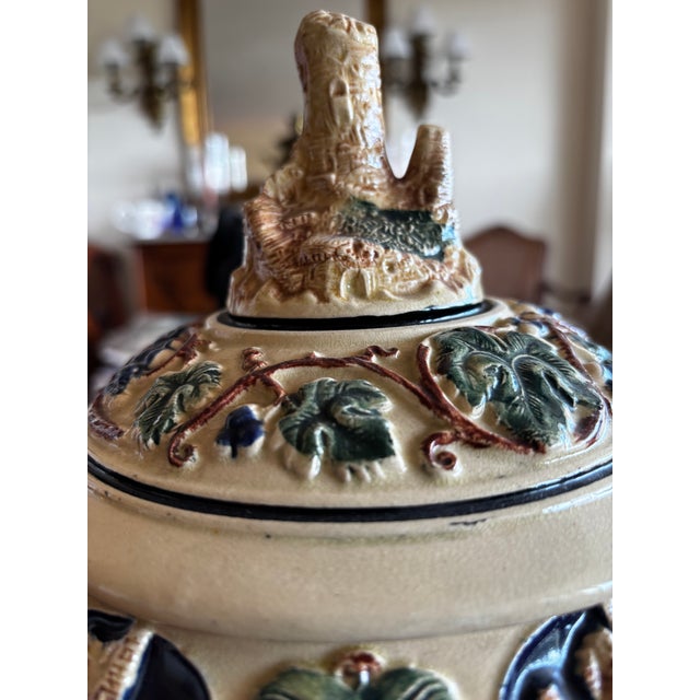 Mid-Century Modern 1954 Mid Century Modern German Gerz Castle Relief Stoneware Punch - Set of 7 For Sale - Image 3 of 10