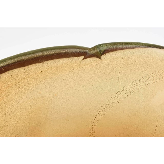 Vintage Murano Barovier E Toso Amber, Green and Gold Aventurine Glass Chunky Bowl, 1950's For Sale - Image 11 of 13