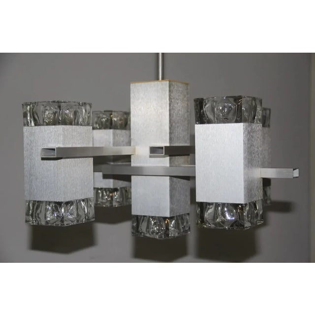 Gaetano Sciolari Minimal Aluminum & Glass Chandelier by Gaetano Sciolari, 1970s For Sale - Image 4 of 10