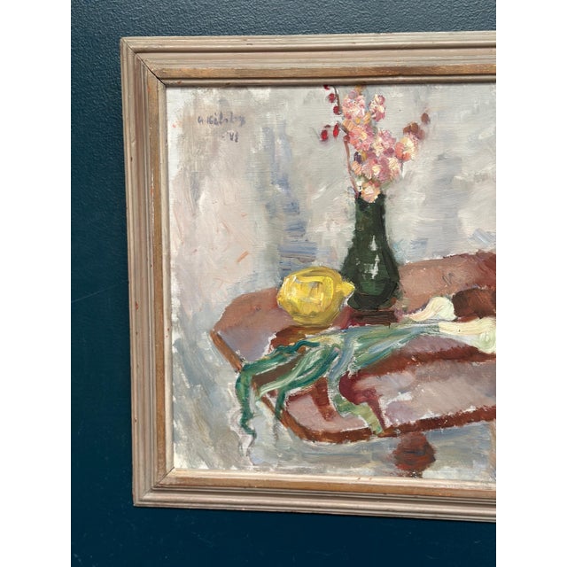 Original Vintage Swedish Oil on Panel – “Vase and Vegetables” by Arne Kilsby – Signed – Dated 20th Century – Framed – 54 ×...