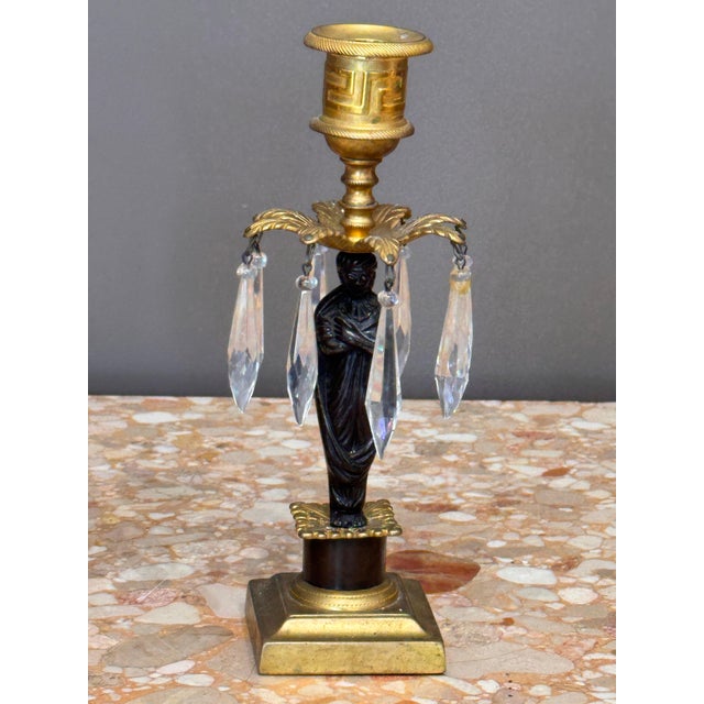 Early 19th Century Pair of Figural Ormolu and Patinated Bronze Girandoles For Sale - Image 5 of 12