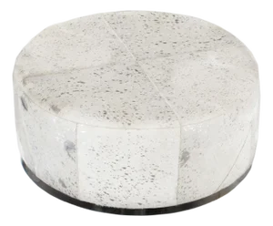 Pasargad Home Safari Cowhide Ottoman With Steel Base