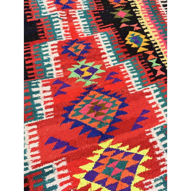 1940s 1940s Antique Turkish Kilim Handwoven Multicolor Geometric Rug 5'10" X 11'10" For Sale - Image 5 of 5