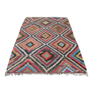 1960's Vintage Turkish Kilim Rug - 77" X 111" For Sale