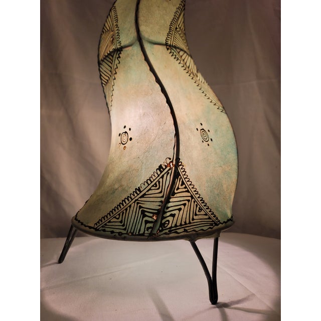 Turquoise Contemporary 27" Light Turquoise Dansing Moroccan Traditional Henna Lamp For Sale - Image 8 of 9