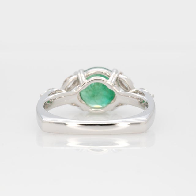 Metal 1.6Ct Zambian Emerald Ring With Earth Mined Diamond Accents: Solid 14k Gold, , Size 6.75 For Sale - Image 7 of 8