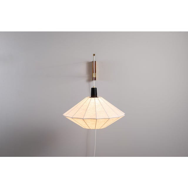Metal Suspendable Wall Lamp with Brass and Wood Details, 1960s For Sale - Image 7 of 15