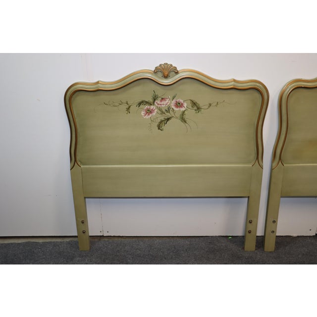 Louis XV Style Green Floral Painted Twin Headboards a Pair Chairish