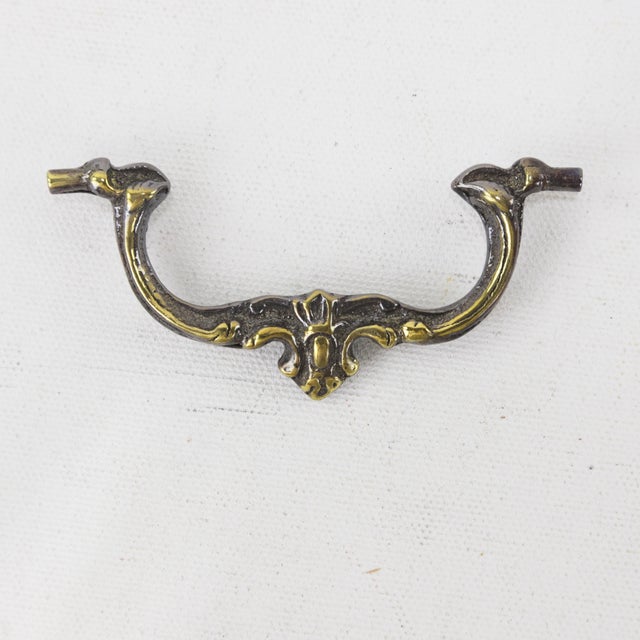 1970s Vintage Brass Rosette Cabinet Pulls, Exquisite Openwork Drawer Pulls For Sale - Image 5 of 6