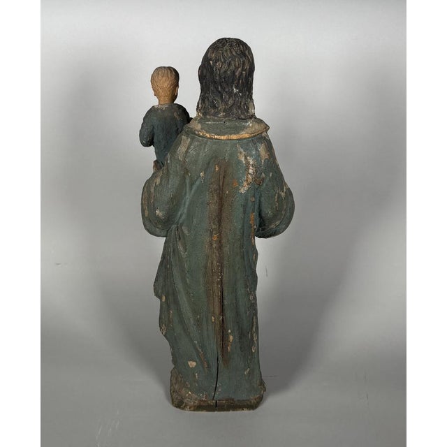 French Artist, The Virgin and Child, 18th Century, Polychrome Carved Wood For Sale - Image 4 of 8