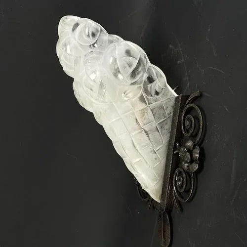 Metal Art Deco Wall Lamps in Wrought Iron from Degué, 1930s, Set of 2 For Sale - Image 7 of 10