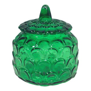 1960’s Italian Emerald Green Lidded Jar For Sale