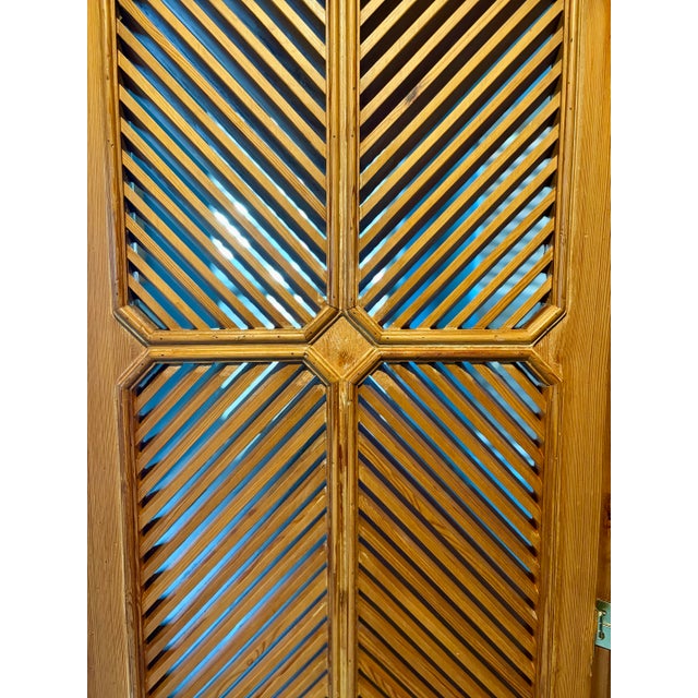 1970s Mid-Century Modern 1977 Chapman Vintage Wooden Louvered Folding Screen | Three-Panel Room Divider For Sale - Image 5 of 11