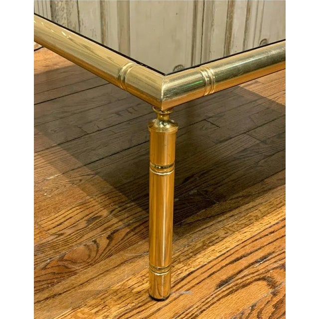 Metal Mid-Century French Brass Smoked Mirror Coffee Table For Sale - Image 7 of 8