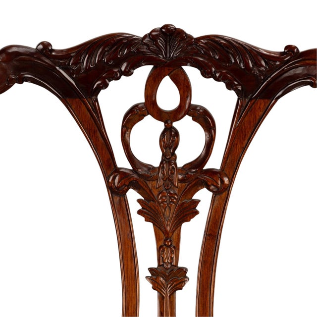 Pair Antique Chippendale Revival Carved Mahogany Ball & Claw Arm Chairs For Sale - Image 12 of 18
