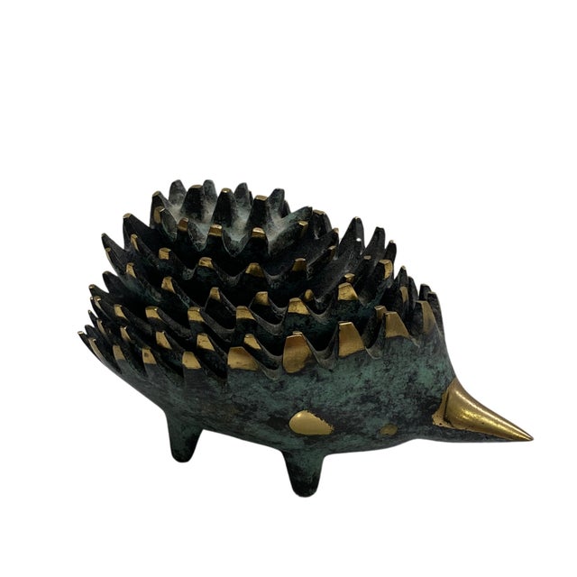 Walter Bosse for Hertha Baller Hedgehog Ashtray 50s Blue Gold For Sale - Image 6 of 6