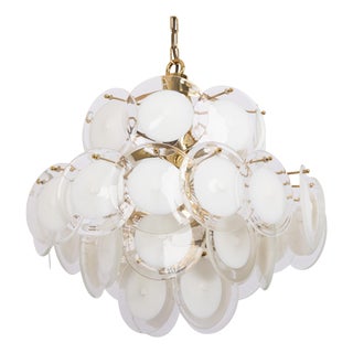 Murano Glass Disc Chandelier by Vistosi for Mazzega, Italy, 1970s For Sale