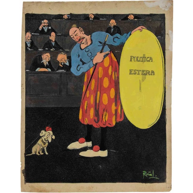 Foreing affairs is a modern artwork realized by Gabriele Galantara (1865-1937) in the early 20th century. Watercolor, ink...