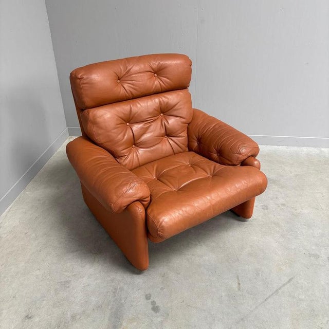 Textile Vintage Coronado Lounge Chair in Cognac Leather by B&B Italia, Italy, 1960s For Sale - Image 7 of 14